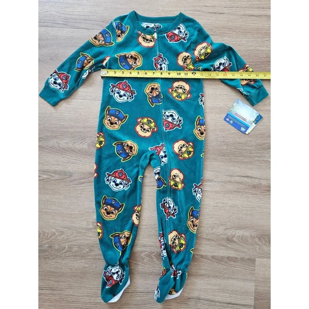 Paw Patrol Teal Kids One-Piece Footed Pajamas Size 4T